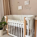 Protectie laterala patut bebe din muselina – Buline milky (1)